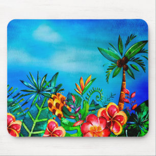 Exotische Bunte Blumen Dschungel - Aloha Mousepad