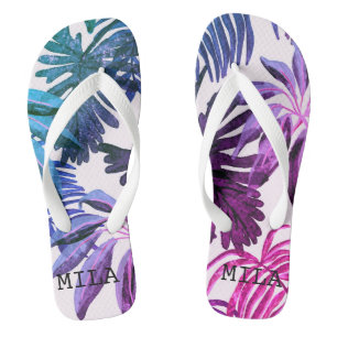 Exotische bunte Palmwedel Flip Flops Badesandalen