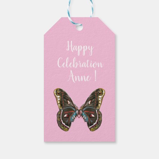 Exotische Butterfy Art Zeichnend Geschenkanhänger (Rückseite)