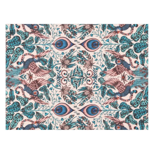 Exotische Chinoiserie Dschungeltiergewebe Tischdecke (Vorderseite (Horizontal))