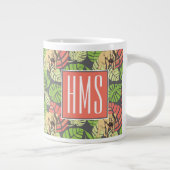 Exotische Dschungel-Blätter und Elefanten| Monogra Jumbo-Tasse (Rechts)