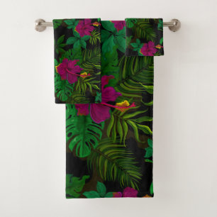 Exotische Dschungelnächtelorchideen Badhandtuch Set