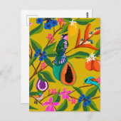 Exotische Dschungelvögel und Wildblumen Postkarte (Vorne/Hinten)
