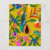 Exotische Dschungelvögel und Wildblumen Postkarte (Vorderseite)