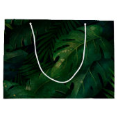 Exotische dunkelgrüne tropische Blätter zum Geburt Große Geschenktüte (Rückseite)