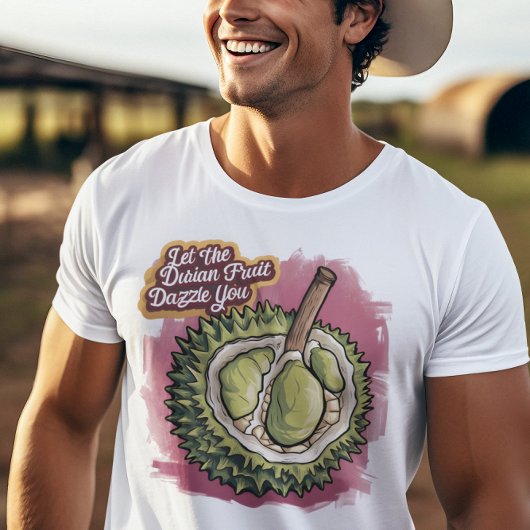 Exotische Durian Delikatesse in Rosa T-Shirt