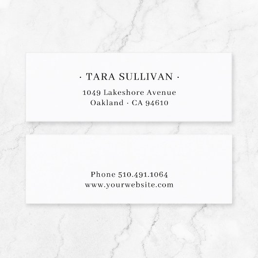 Exotische Eleganz. Minimal Typografie 07 . Mini Visitenkarte