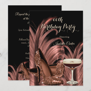 Exotische Espresso Martini High Heels Geburtstagsf Einladung