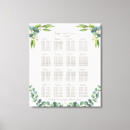 Exotische Eukalyptus-Blätter Hochzeitstabelle Leinwanddruck