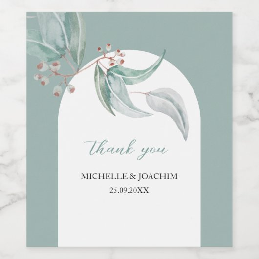 Exotische Eukalyptus Floral Wasserfarbe Weinetikett (Einzelnes Label)