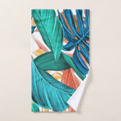 Exotische farbenfrohe Blätter aus Palmen Badhandtuch Set (Handtuch)