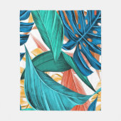 Exotische farbenfrohe Blätter aus Palmen Fleecedecke (Vorderseite)