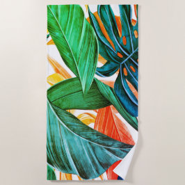 Exotische farbenfrohe Blätter aus Palmen Strandtuch