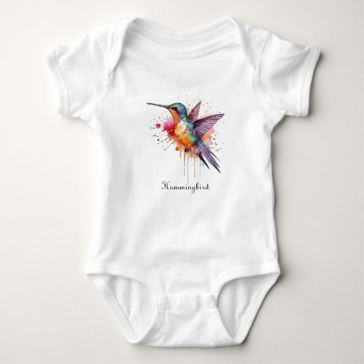 Exotische, farbenfrohe Kolibri individuell anpassb Baby Strampler (Vorderseite)