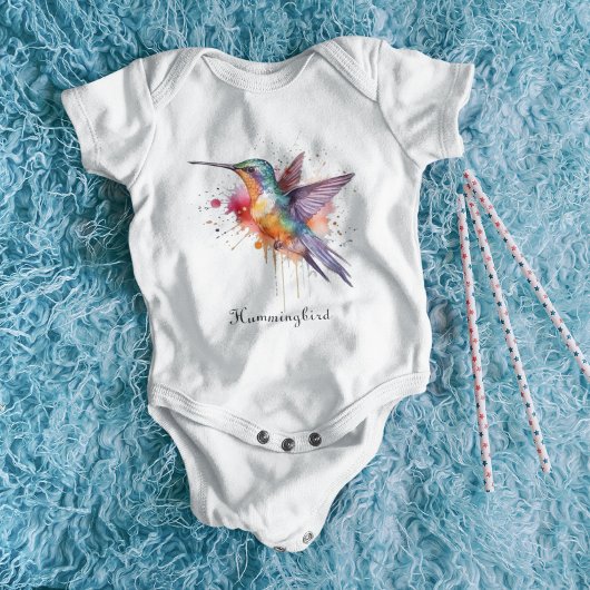 Exotische, farbenfrohe Kolibri individuell anpassb Baby Strampler