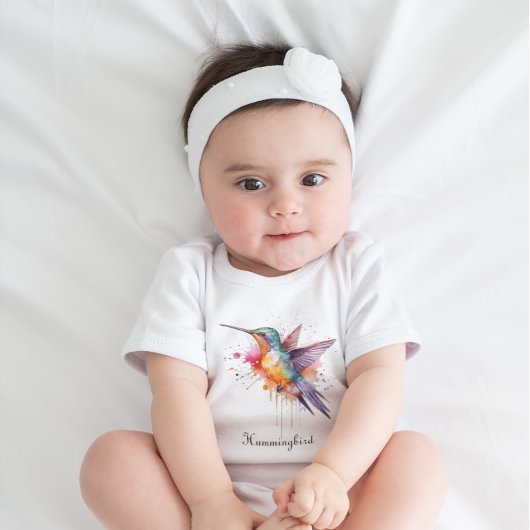 Exotische, farbenfrohe Kolibri individuell anpassb Baby Strampler