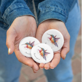 Exotische, farbenfrohe Kolibri individuell anpassb Button