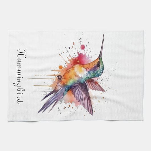 Exotische, farbenfrohe Kolibri individuell anpassb Geschirrtuch (Horizontal)