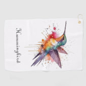 Exotische, farbenfrohe Kolibri individuell anpassb Golfhandtuch (Horizontal)