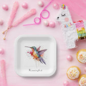 Exotische, farbenfrohe Kolibri individuell anpassb Pappteller (Party)