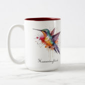 Exotische, farbenfrohe Kolibri individuell anpassb Zweifarbige Tasse (Links)