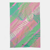 Exotische farbenfrohe Palmen Blätter Mit Monogramm Geschirrtuch (Vertikal)