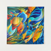 Exotische, farbenfrohe tropische Fische im Koralle Wandteppich (Vorderseite (Horizontal))