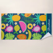 Exotische, farbenfrohe tropische Früchte nach Maß Strandtuch (Vorderseite)