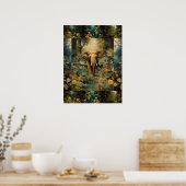 Exotische farbenfrohe Waldelephant Art Collage Poster (Küche)