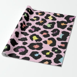 exotische, farbenfrohe Wildleopard-Design handgeze Geschenkpapier
