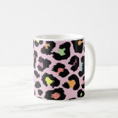 exotische, farbenfrohe Wildleopard-Design handgeze Kaffeetasse (VorderseiteRechts)