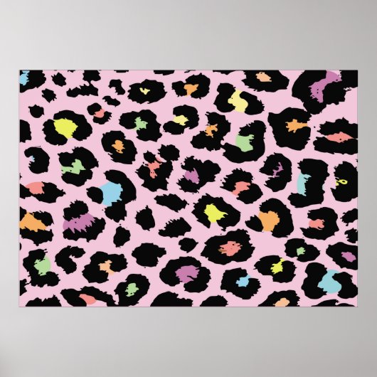 exotische, farbenfrohe Wildleopard-Design handgeze Poster (Vorne)