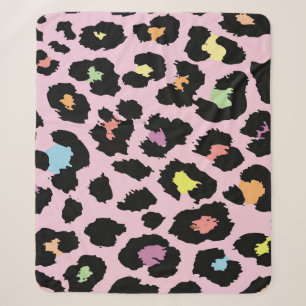 exotische, farbenfrohe Wildleopard-Design handgeze Sherpadecke