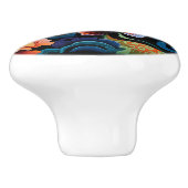 Exotische farbige Fische Keramikknauf (Seitenansicht)