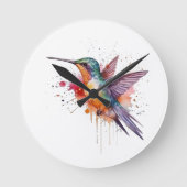 exotische farbige Kolibri in Aquarellfarbe Runde Wanduhr (Vorderseite)