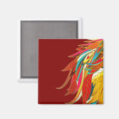 Exotische Federn Rot Magnet (Vorderseite/Rückseite)