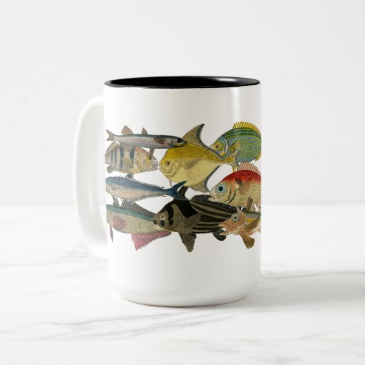 Exotische Fische, farbig Zweifarbige Tasse (Vorderseite Links)
