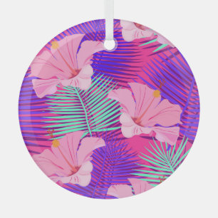 Exotische Flamingos: Tropisch rosa Vintag. Ornament Aus Glas