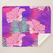 Exotische Flamingos: Tropisch rosa Vintag. Sherpadecke (Vorderseite (Horizontal))