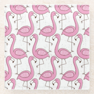 Exotische Flamingos, Vintag nahtlos gestaltet. Glasuntersetzer