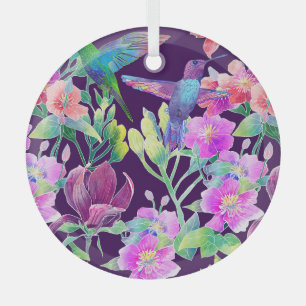 Exotische Flora und Fauna: Nahtloses Muster Ornament Aus Glas