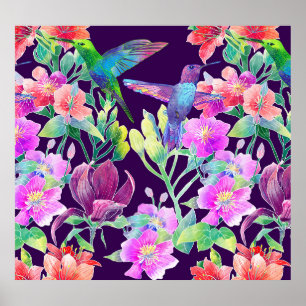 Exotische Flora und Fauna: Nahtloses Muster Poster