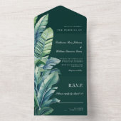 Exotische Foliage-Hochzeiten von Wild- und Tropenb All In One Einladung (Innen Boden)