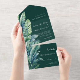 Exotische Foliage-Hochzeiten von Wild- und Tropenb All In One Einladung