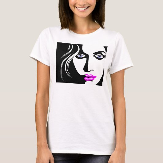 EXOTISCHE FRAU FACE ART T-Shirt (Vorderseite)