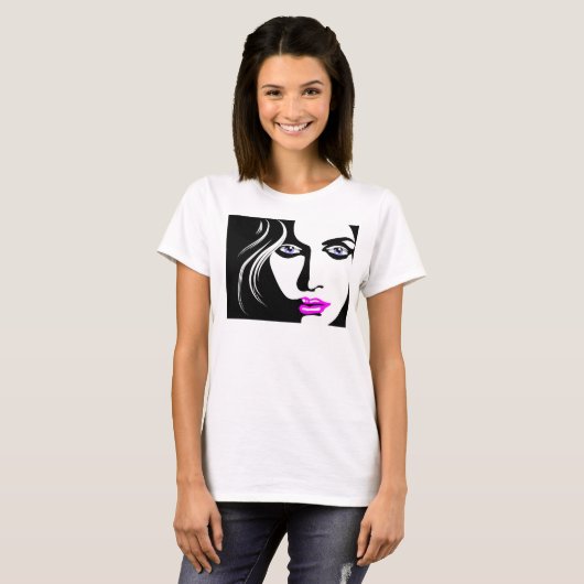 EXOTISCHE FRAU FACE ART T-Shirt (Vorne ganz)
