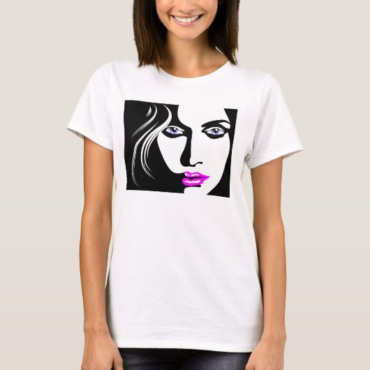 EXOTISCHE FRAU FACE ART T-Shirt (Vorderseite)