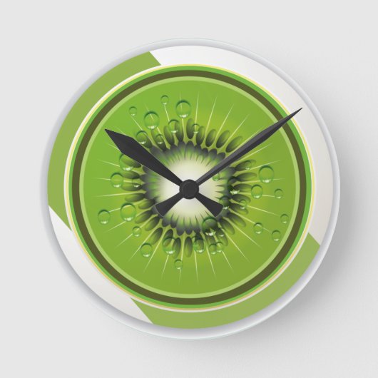 Exotische Frucht-Kiwi-Wanduhr Runde Wanduhr (Vorderseite)