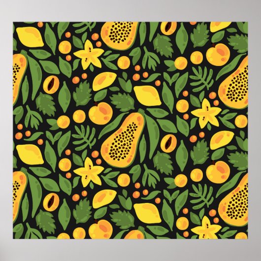 Exotische Früchte: farbenfroher Sommer nahtlos Poster (Vorne)