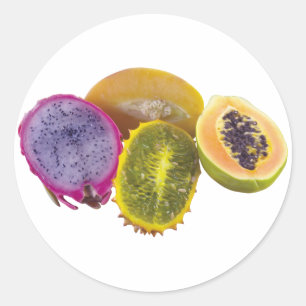 Exotische Früchte Runder Aufkleber